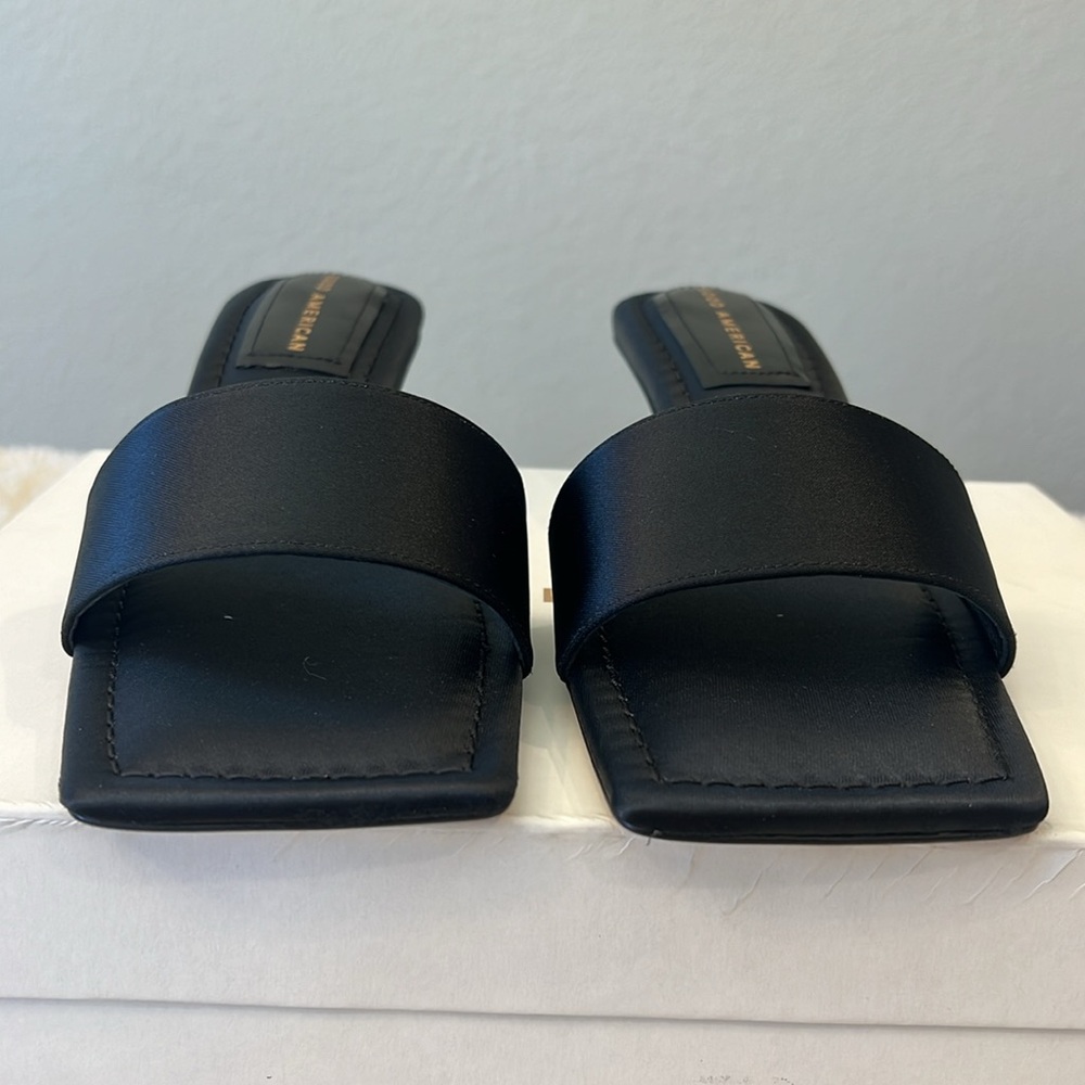 Good American black rhinestone kitten heel slip on slide sandal size 9 NWT - Picture 5 of 8